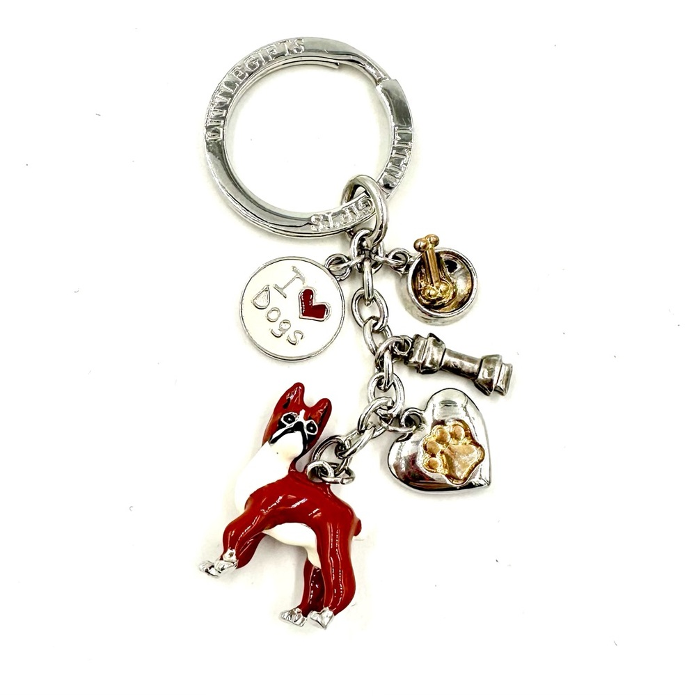 Little Gifts Charm Keychain I Love Dogs Frenchie Bulldog Enamel NWOT
